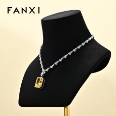 FANXI Hot sale Black Microfiber Metal Jewelry Combination Set