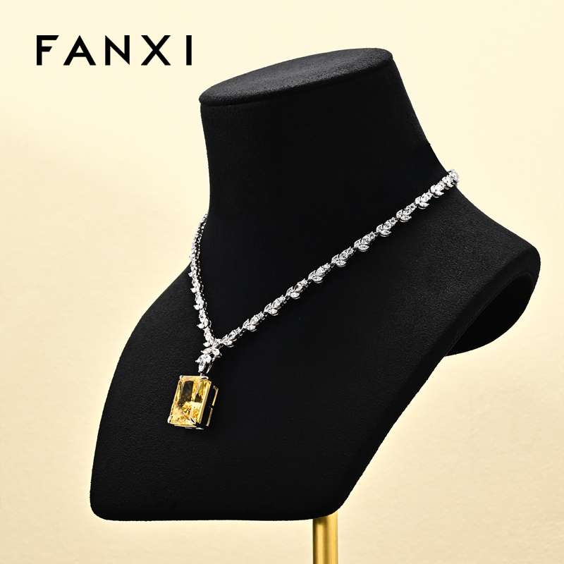 FANXI Hot sale Black Microfiber Metal Jewelry Combination Set