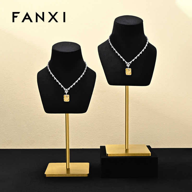 FANXI Hot sale Black Microfiber Metal Jewelry Combination Set