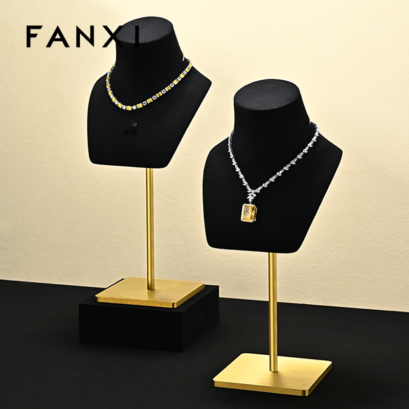 FANXI Hot sale Black Microfiber Metal Jewelry Combination Set