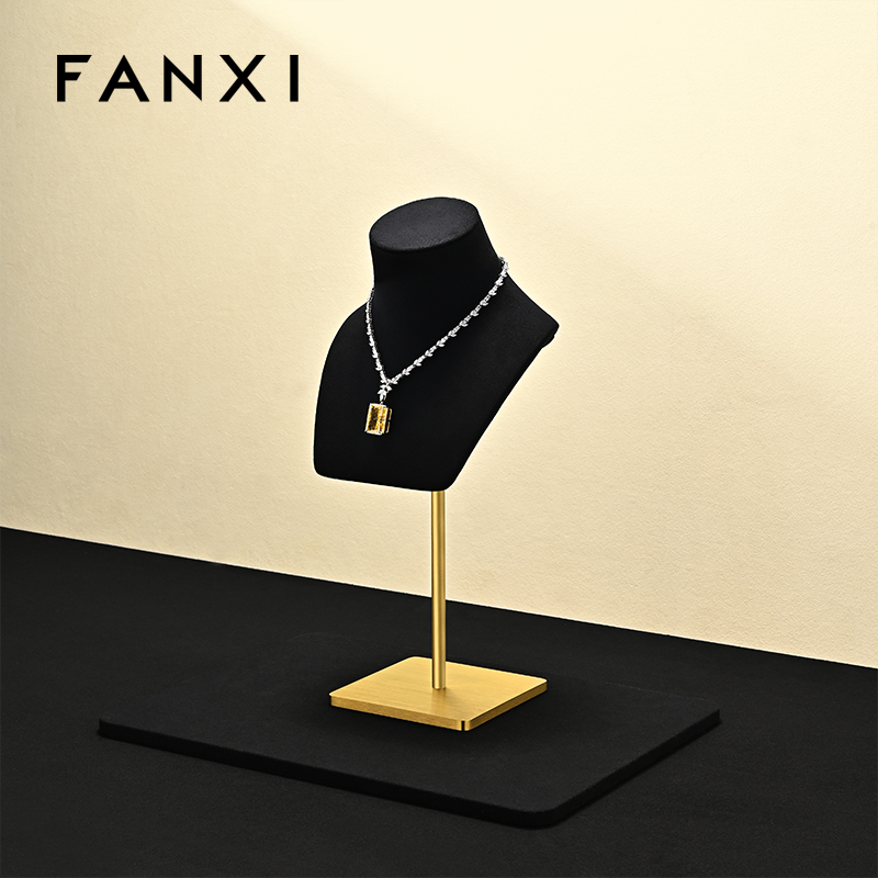 FANXI Hot sale Black Microfiber Metal Jewelry Combination Set