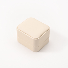 FANXI Custom beige PU leather velvet double ring box