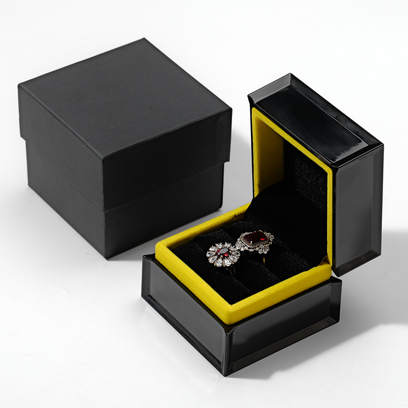 FANXI Custom black rubber paint velvet wedding ring box