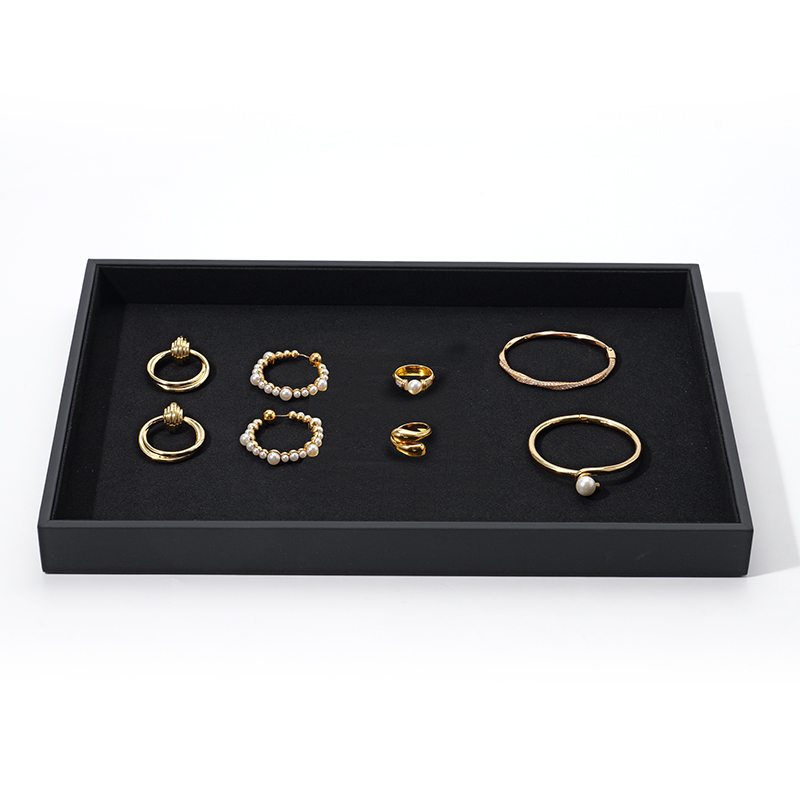 FANXI Custom black microfiber PU leather jewelry tray