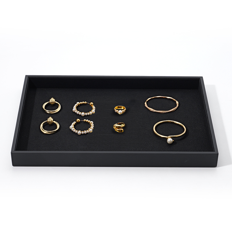 FANXI Custom black microfiber PU leather jewelry tray
