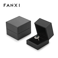 FANXI Custom balck PU leather velvet ring box