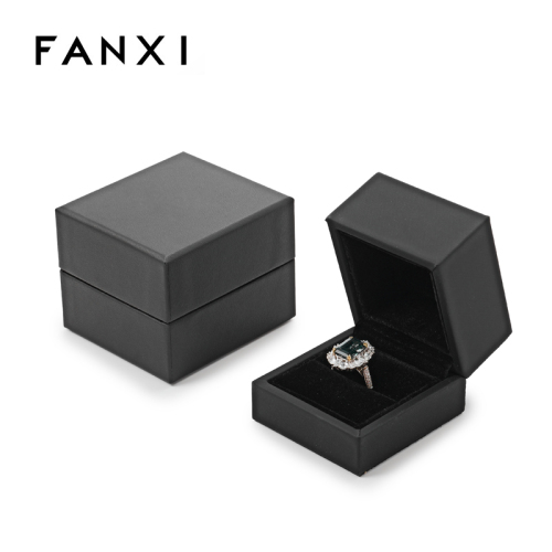 FANXI Custom balck PU leather velvet ring box