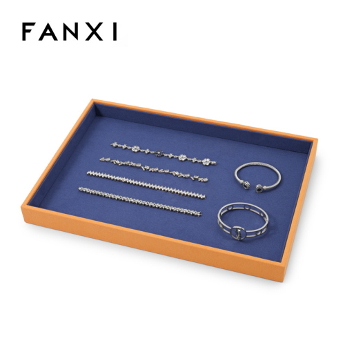 FANXI Custom blue microfiber jewelry display tray