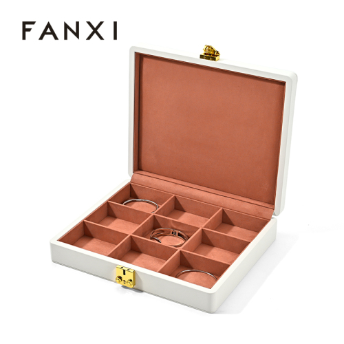 FANXI Custom white PU leather suede bangle case