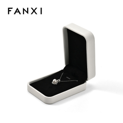 FANXI Custom white PU leather microfiber pendant box