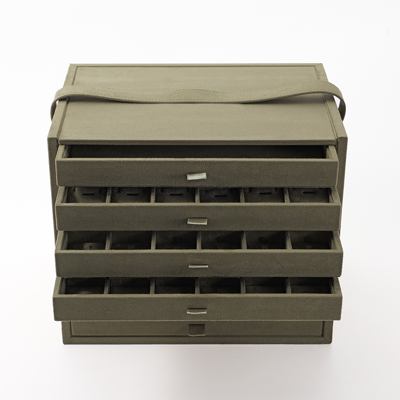 FANXI Custom blackish green suede jewelry case