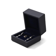 FANXI Custom dark blue PU leather velvet ring earring box