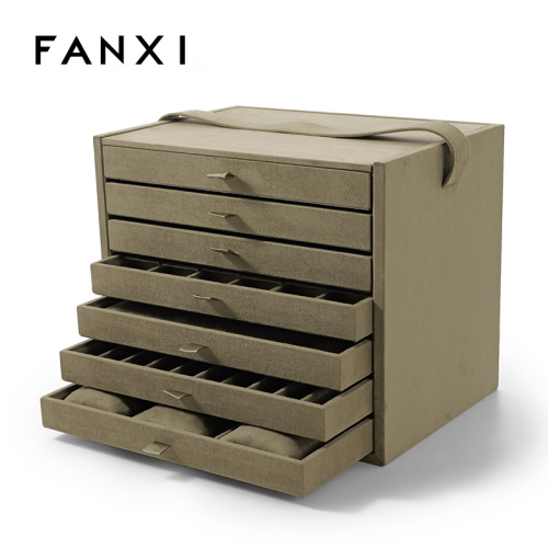 FANXI Custom blackish green suede jewelry case