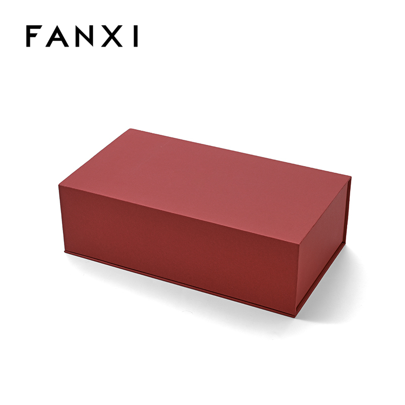 FANXI Custom red leatherette paper velvet magnetic box
