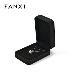 FANXI Custom black PU leather microfiber pendant box