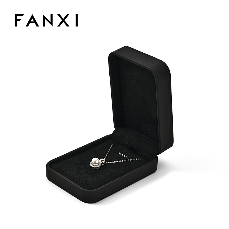 FANXI Custom black PU leather microfiber pendant box