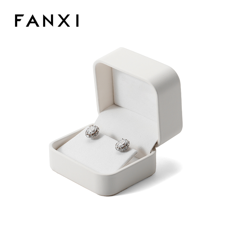 FANXI Custom white PU leather microfiber earring box