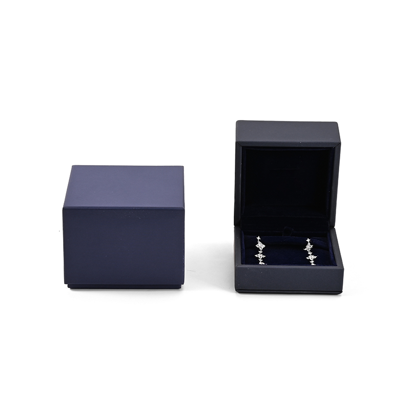 FANXI Custom dark blue PU leather velvet ring earring box