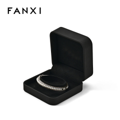 FANXI Custom black PU leather microfiber bracelet box