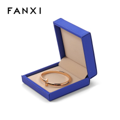 FANXI Custom dark blue PU leather velvet bangle box
