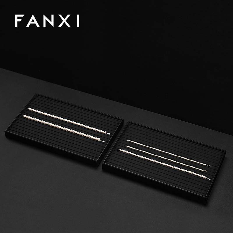 FANXI New arrival Black PU Leather Jewelry Display Tray