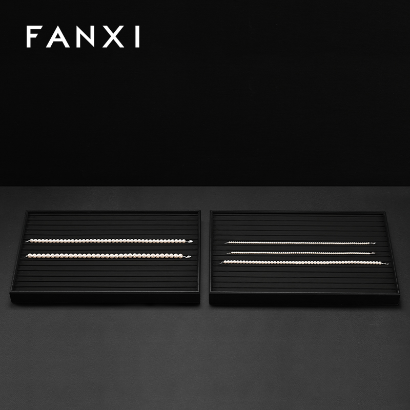 FANXI New arrival Black PU Leather Jewelry Display Tray