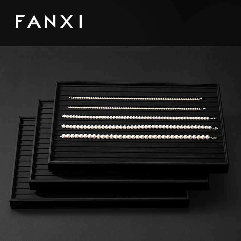 FANXI New arrival Black PU Leather Jewelry Display Tray