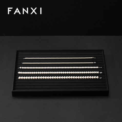 FANXI New arrival Black PU Leather Jewelry Display Tray