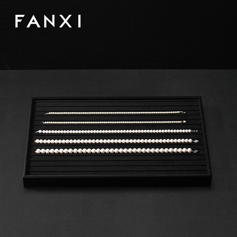 FANXI New arrival Black PU Leather Jewelry Display Tray