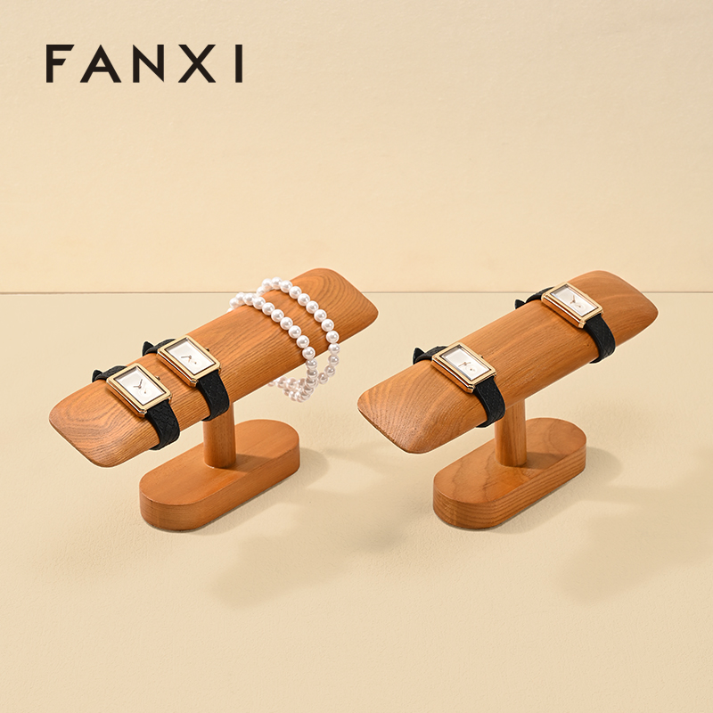 FANXI Fashion Natural Wood Color Wood Jewelry Display Rack