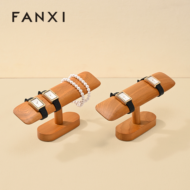 FANXI Fashion Natural Wood Color Wood Jewelry Display Rack