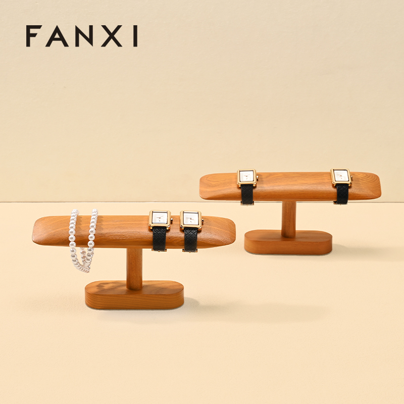 FANXI Fashion Natural Wood Color Wood Jewelry Display Rack