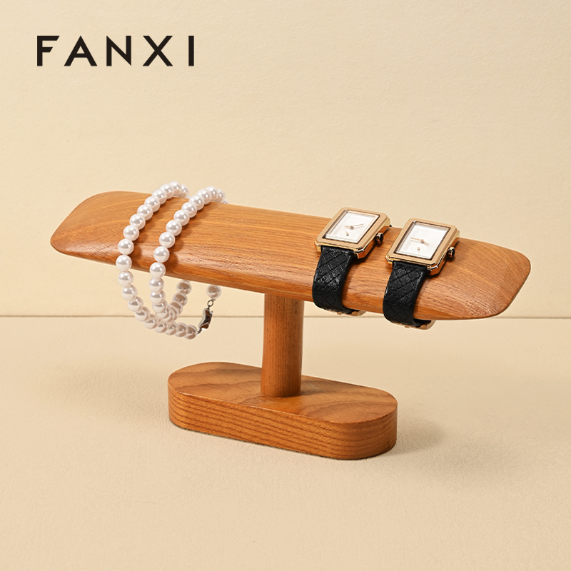 FANXI Fashion Natural Wood Color Wood Jewelry Display Rack