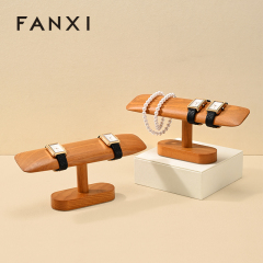 FANXI Fashion Natural Wood Color Wood Jewelry Display Rack