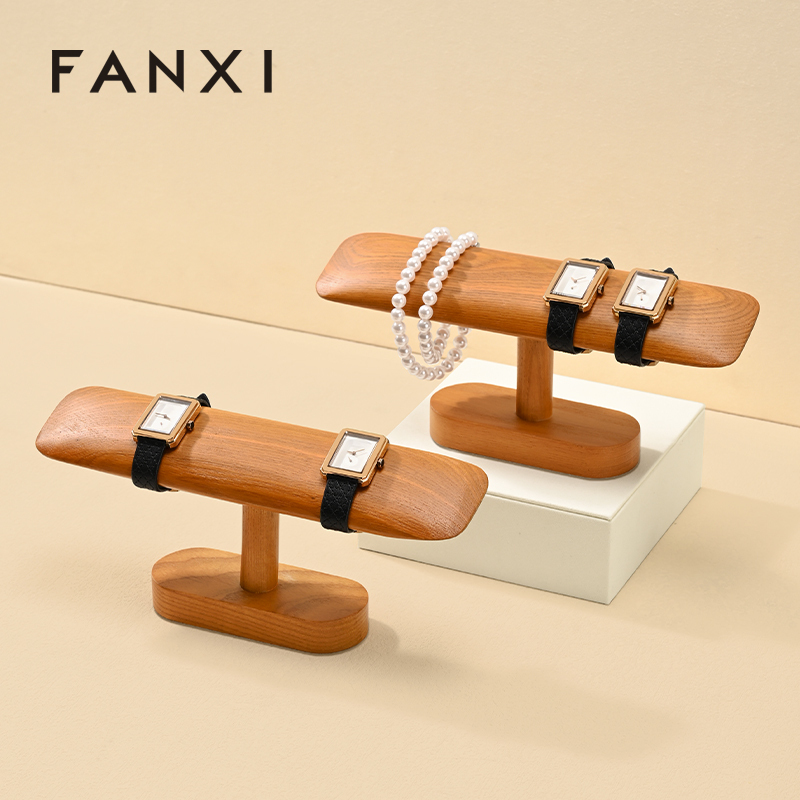 FANXI Fashion Natural Wood Color Wood Jewelry Display Rack