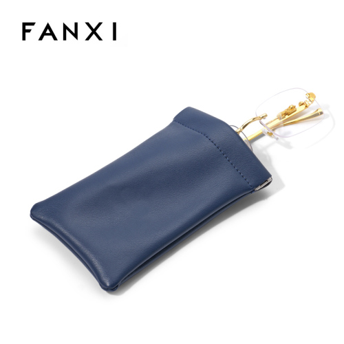 FANXI Custom ink blue leather jewelry bag