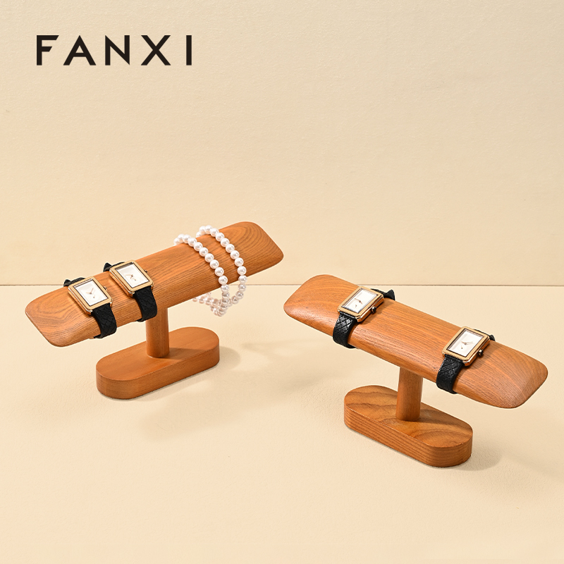 FANXI Fashion Natural Wood Color Wood Jewelry Display Rack