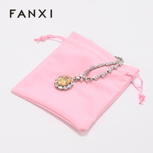 FANXI Custom Pink Suede Jewelry Pouch