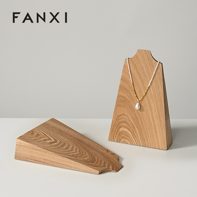 FANXI Luxury Wood Color Solid Wood Jewelry Display Rack