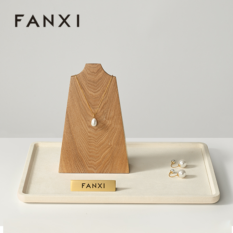 FANXI Luxury Wood Color Solid Wood Jewelry Display Rack