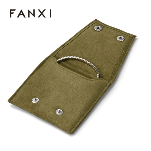 FANXI Custom Yellow-green Suede Jewelry Pouch