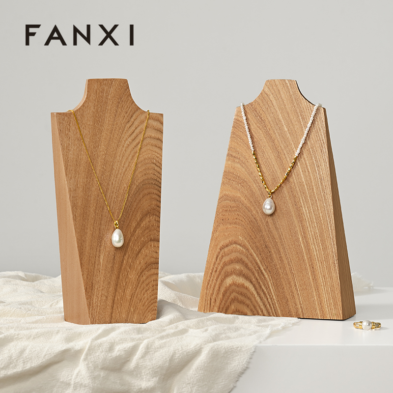 FANXI Luxury Wood Color Solid Wood Jewelry Display Rack