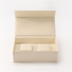 FANXI Custom Beige Leatherette Paper Velvet Magnet Box