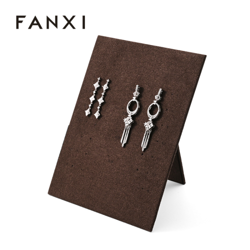 FANXI Custom Brown PU Leather Microfiber Earring Display