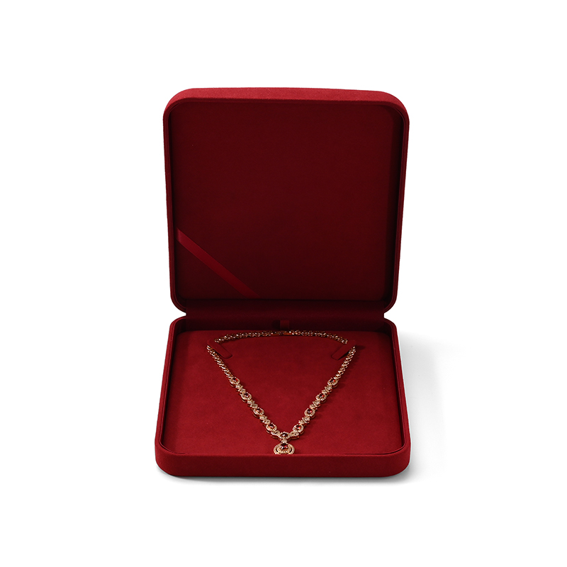 FANXI Custom Red Full Microfiber Big Necklace Box