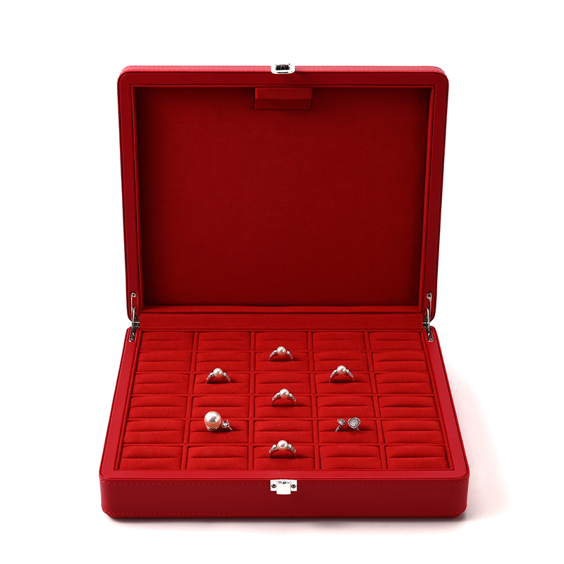 FANXI Custom Red PU Leather Microfiber Ring Case