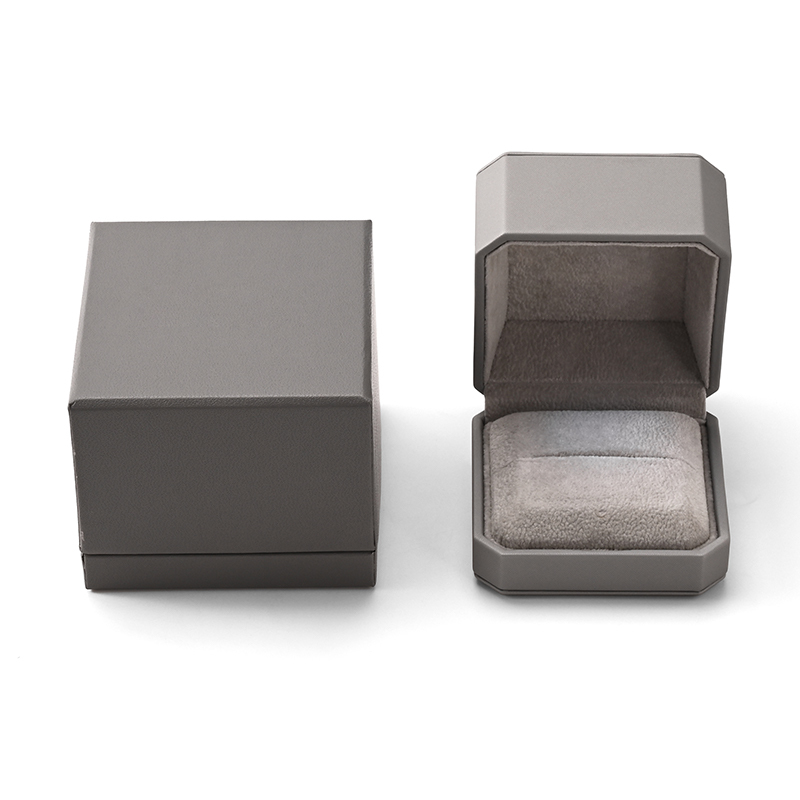 FANXI Custom Grey PU Leather Velvet Ring Box