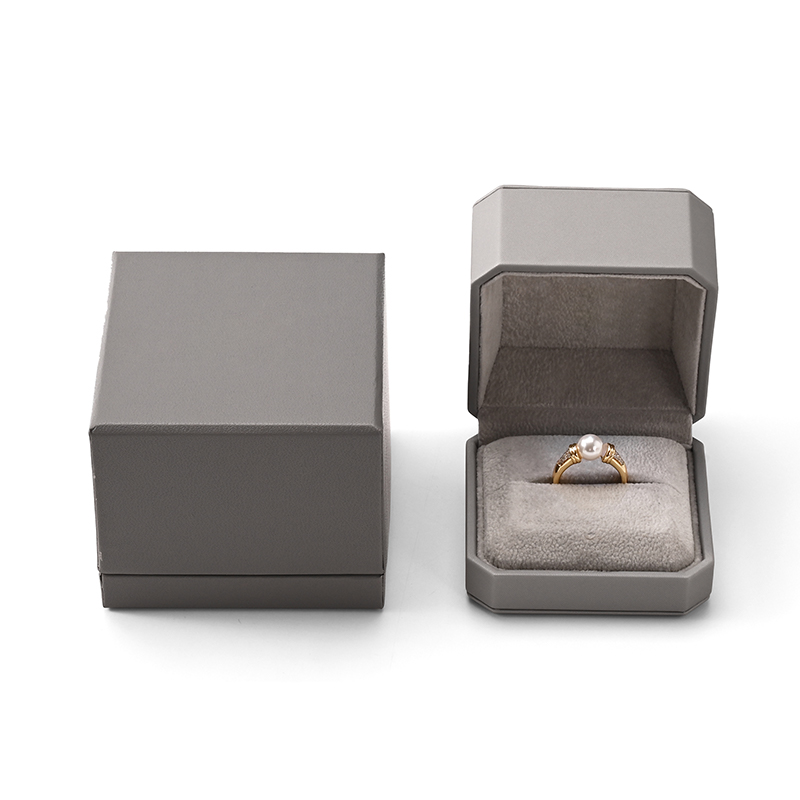 FANXI Custom Grey PU Leather Velvet Ring Box