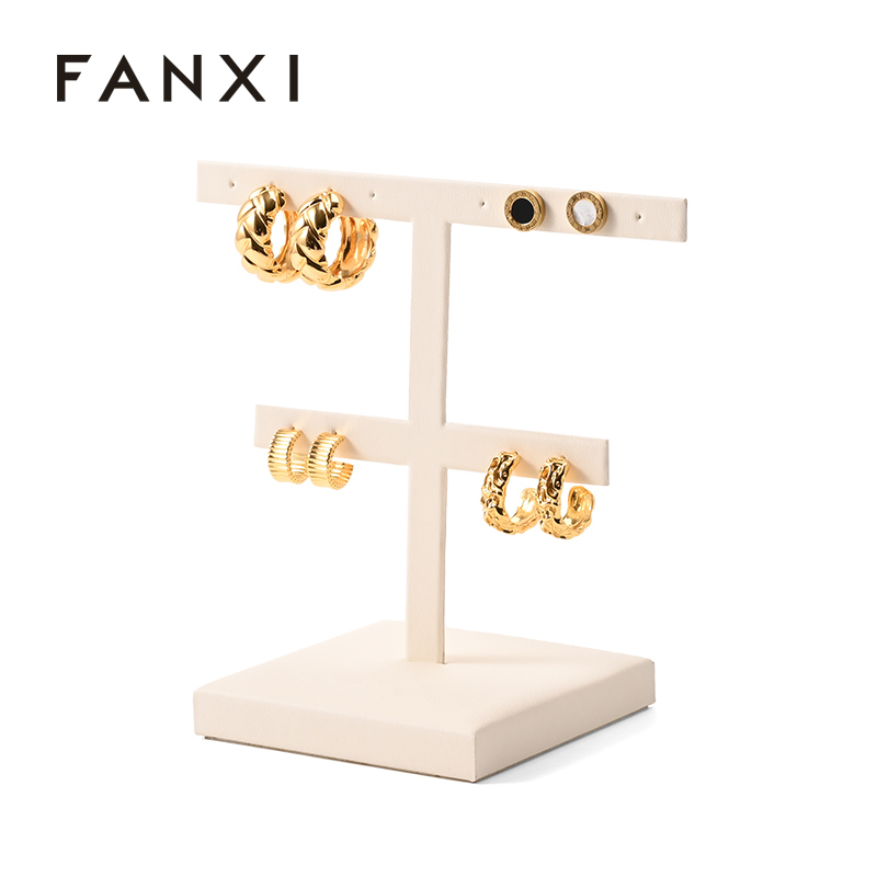 FANXI Custom Beige PU Leather Earring Display