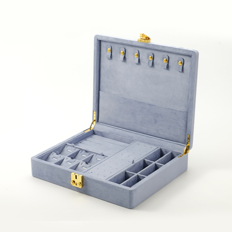 FANXI Custom Blue Suede Jewelry Case